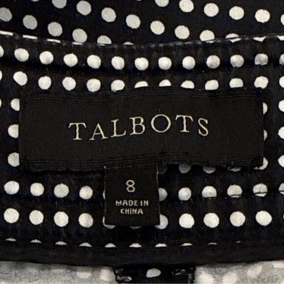 Talbots Women's Black Straight Ankle Pants With White Polka Dots Sz 8 - Picture 6 of 8